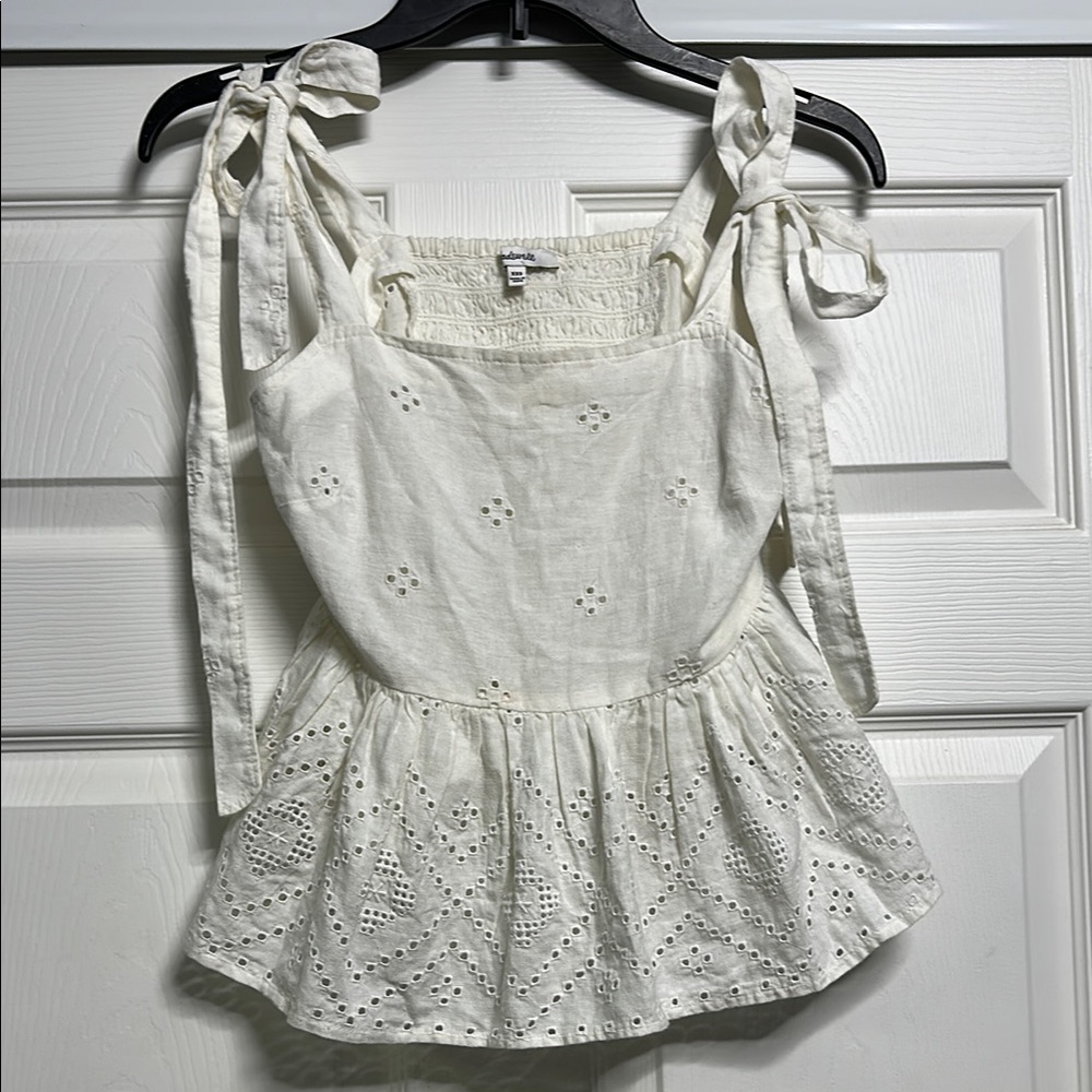 Madewell White Eyelet Sleeveless Top